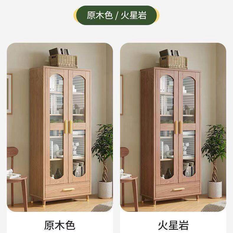 白蜡木木书柜代现简约房收纳储物书309#架玻璃带抽屉实双门三门书