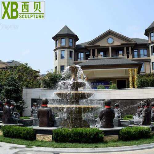 供应室外大动型铸铜岗花岩293组合石雕喷泉景中式十二生肖观物喷