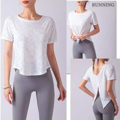 Yoga outfit, women's short sleeved T-shirt, breathable