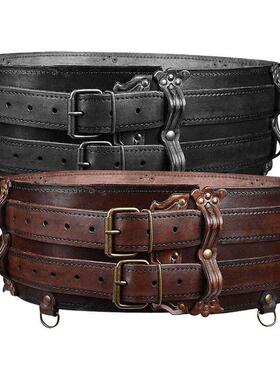 Medieval Larp Adventurer Harness Belt Viking Leather Waist A