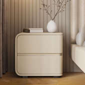 奶油风床头柜轻奢小型实木皮质卧室感免安装 床边柜极简收纳柜