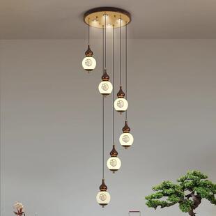 oft楼梯灯复楼挑旋转楼梯间2025新年款 319楼梯空长吊灯新中式 l式