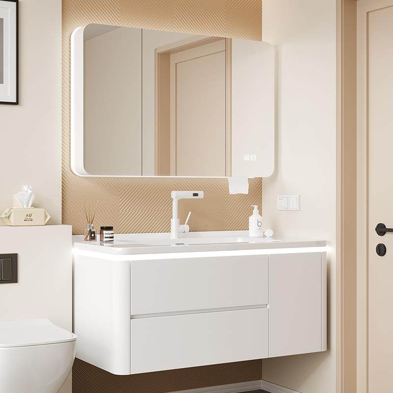 奶油风橡木烤漆浴室柜陶瓷一体盆卫生间洗手台洗脸盆柜组合卫浴柜,家装主材,浴室柜组合,淘宝优惠券,粉丝福利购,淘宝优惠卷