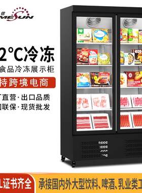 奥达信双门展示冷冻柜餐饮店食品储冰柜立式冰柜商用冰箱冰块冷冻