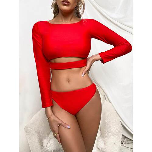 Split bikini long sleeved diving suit swimsuit high cut
