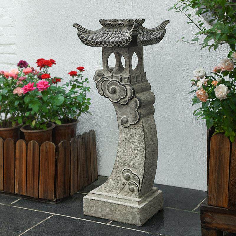 彷古庭院彷石灯笼日式花园造景太阳能灯布置户外灯塔落地草坪灯