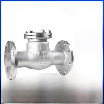 304不锈钢法兰止回阀H44W-16P旋启式316L单向逆止阀门DN50 80 100