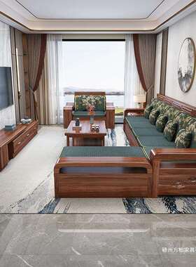 桃木新胡中式实木发合客厅小户型全实木家具冬夏组两Y26用储物沙