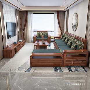 桃木新胡中式 实木发合客厅小户型全实木家具冬夏组两Y26用储物沙