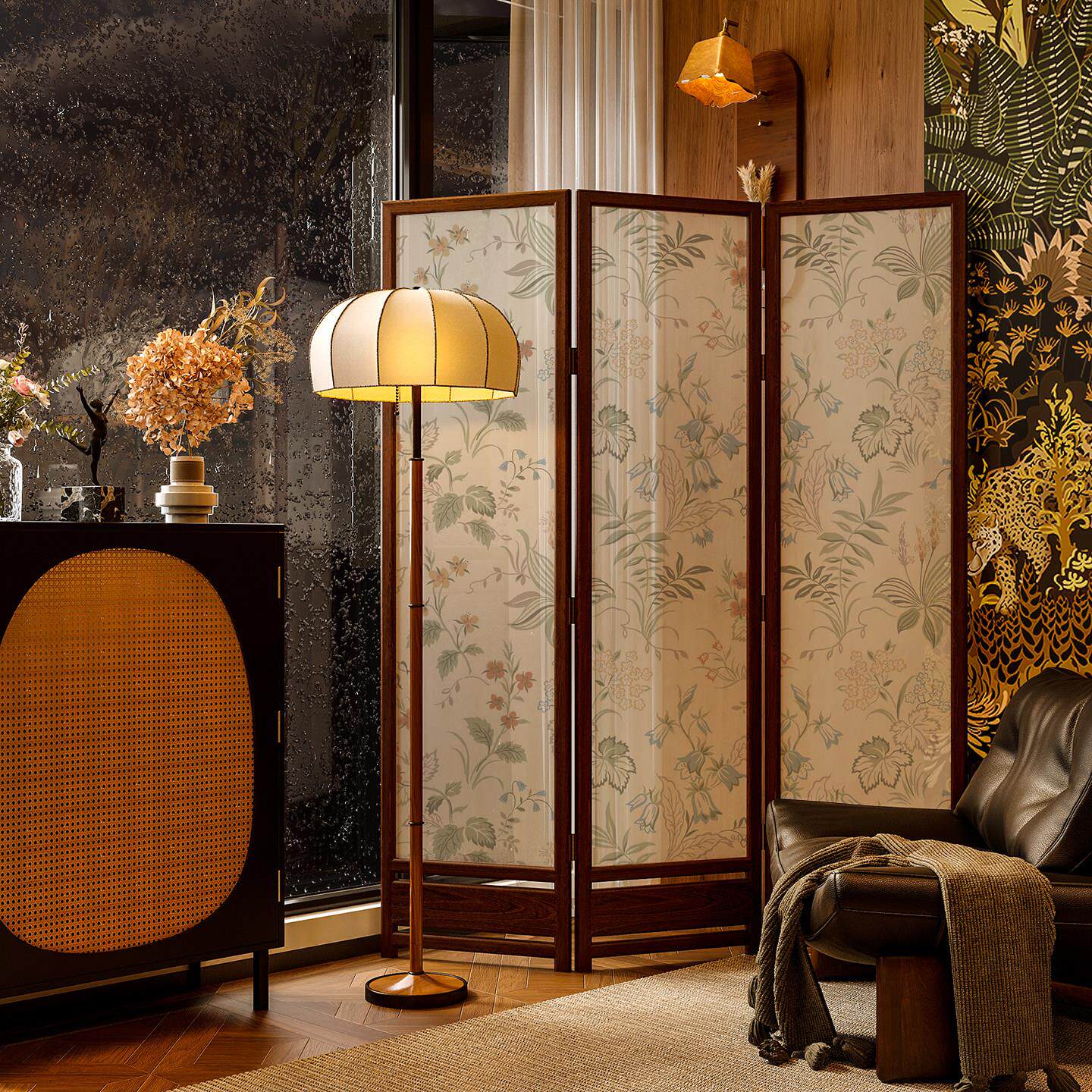 欧式美式实木屏风隔断客厅餐厅酒店转角遮挡装饰移动玄关折叠折屏