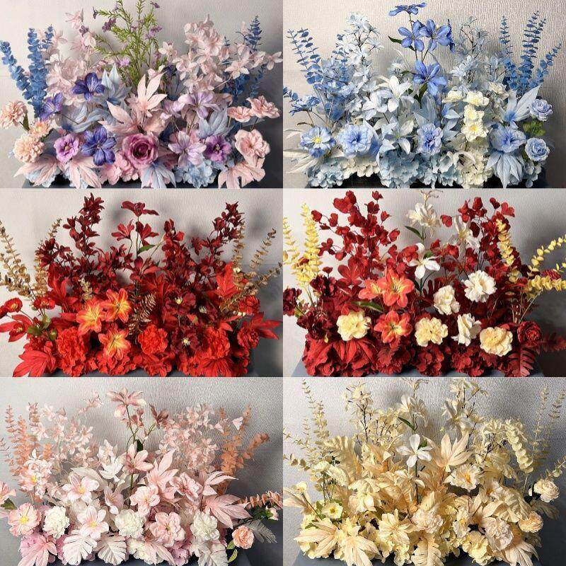婚庆订花婚仿真花仿真绢厂家直供花成品装排花饰尤加利花排台路婚