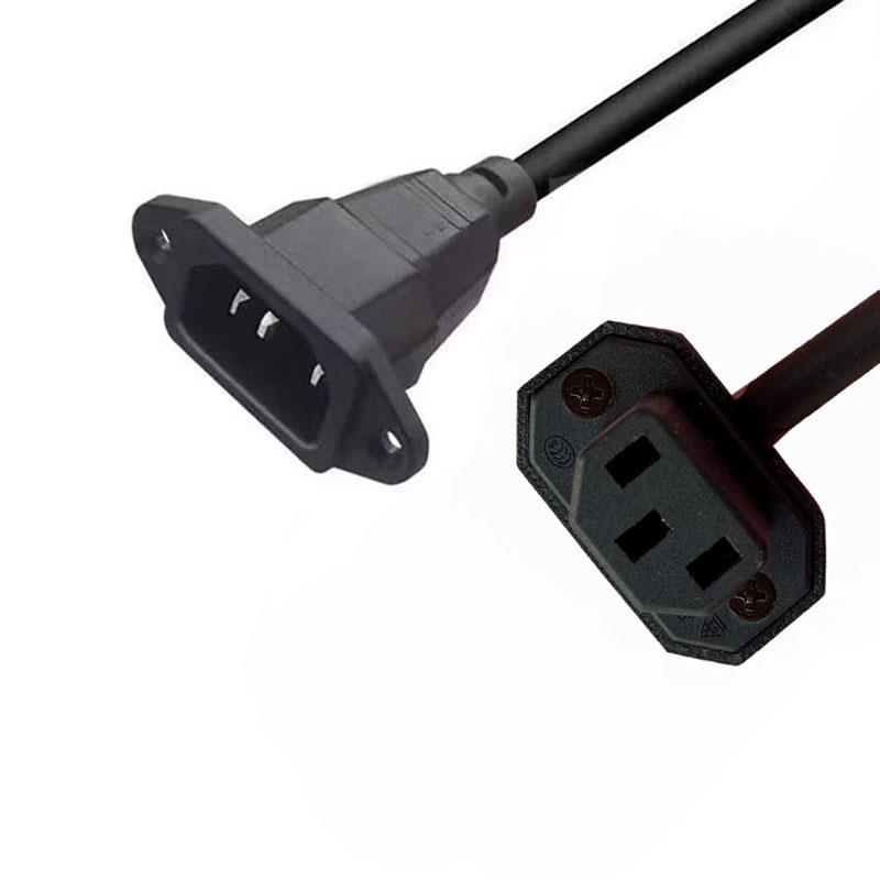 超薄品字插头电源延长线母头带后盖PDU带螺孔UPS电脑机箱改装定做