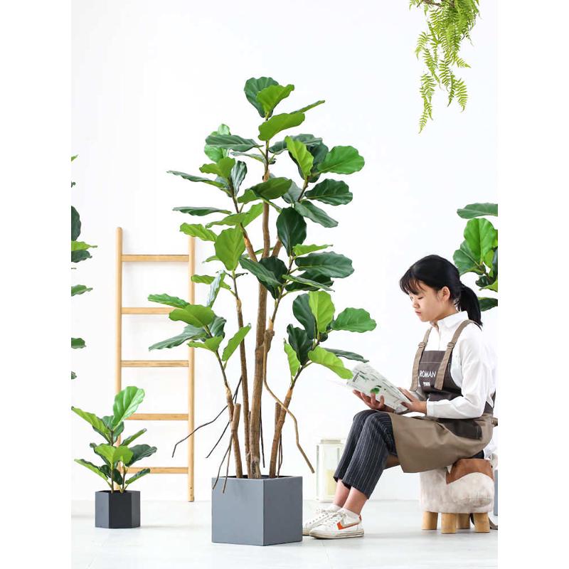 以法莲北欧仿真植物假琴叶榕室内绿植落地植物客厅摆件装饰摆件LM