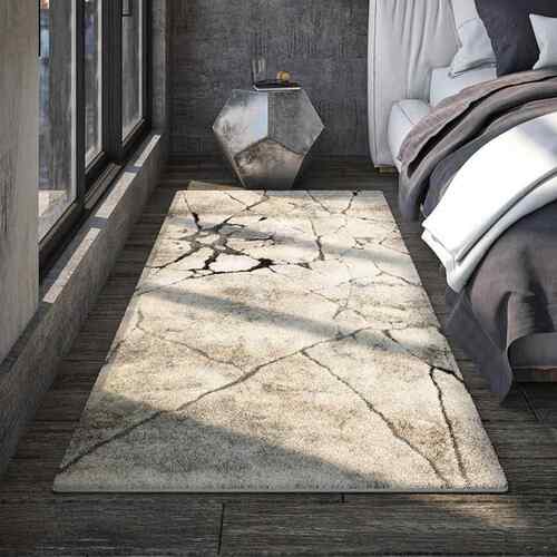 高档床边毯长条地卧室毯日式侘现寂风代高级客厅北床欧飘窗前家用