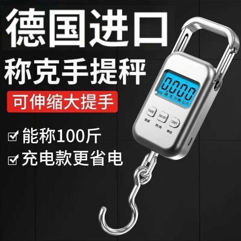 新款便携式手提电子秤精准家用小型高精度行李称重弹簧称鱼器克称
