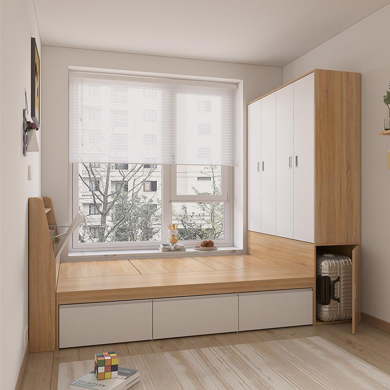 定制L次卧小户型榻榻米床柜一体床衣柜组合I塌塌米单人JHSHKS床多