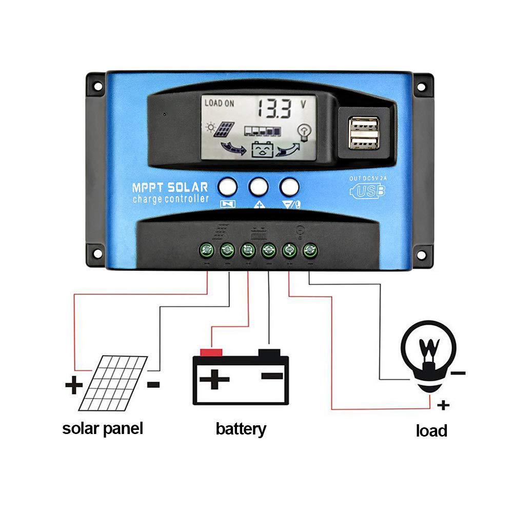 40A太阳能控制器MPPT智能12V/24V光伏板控制器LED路灯控制器