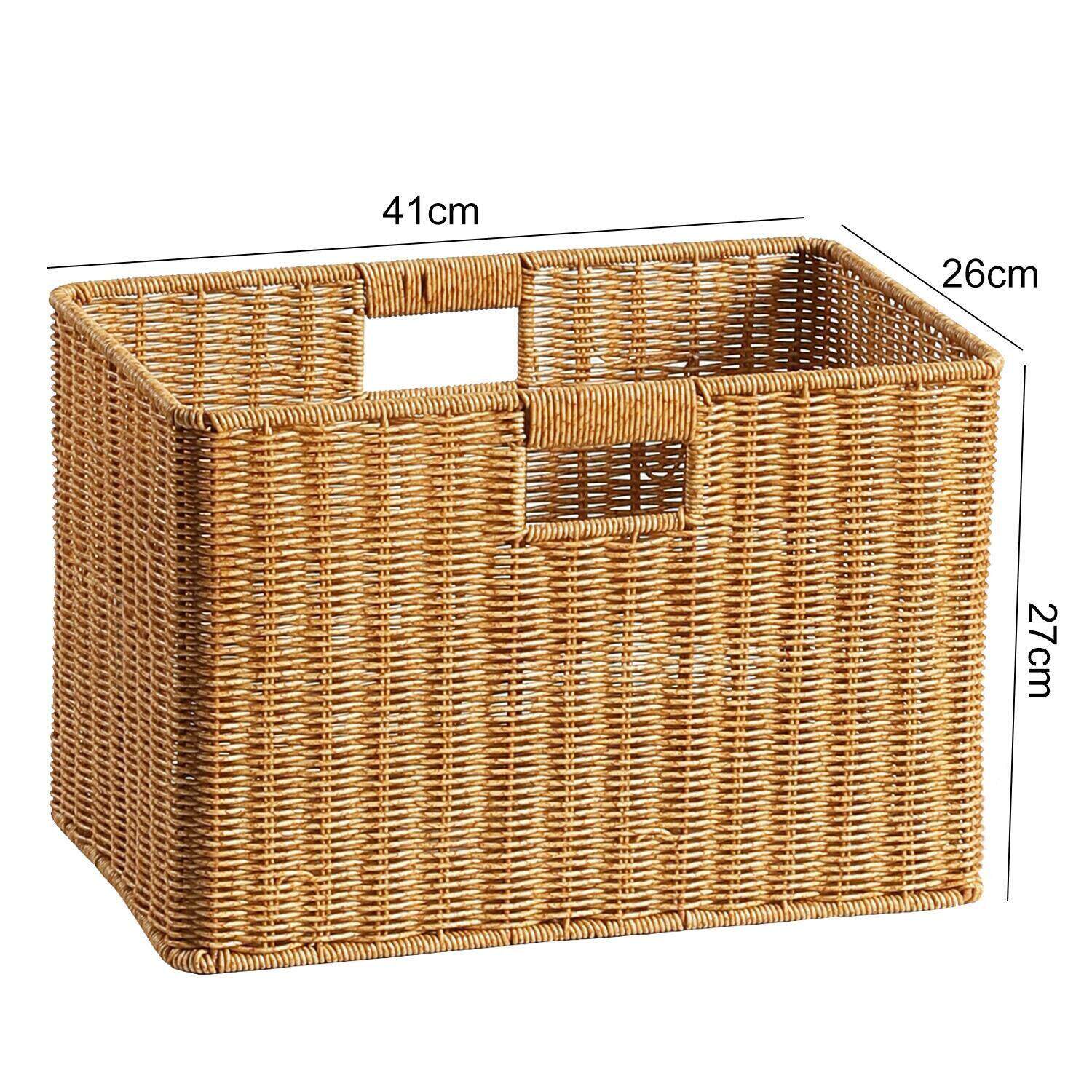 创意仿藤编织民宿咖啡馆杂志收纳架样本房家用客厅书报置物筐