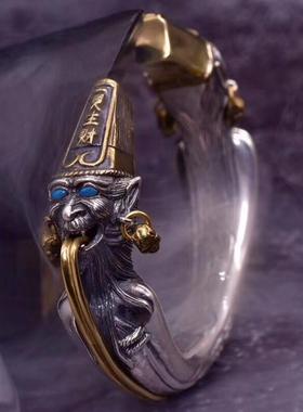 高档男款霸气黑白无常开手下镯S9爷25纯银七爷一见口生财八天太平