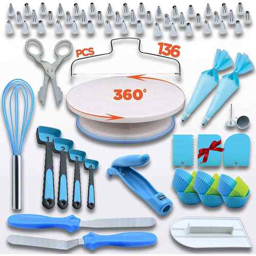 136件套蛋糕转台套装奶油裱花嘴裱花袋烘焙工具折叠量勺打蛋器