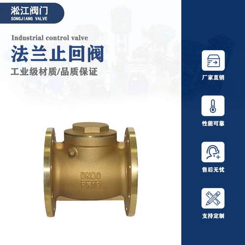 黄铜法兰止回阀H44W-10T全铜自来水暖通空调工程专用单向逆止阀