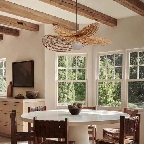 藤编吊360灯装中茶楼吧台麻绳灯禅意东南亚日式厅民式宿荷叶饰餐