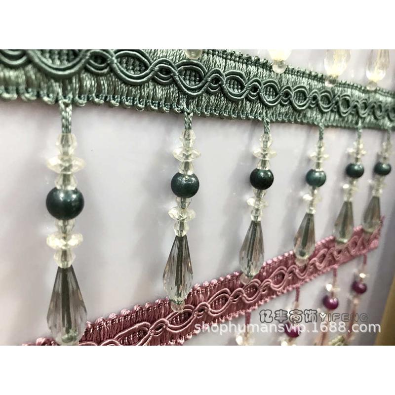 窗帘花边水晶珍珠加密加厚田园欧式简约风格厂家直销批发