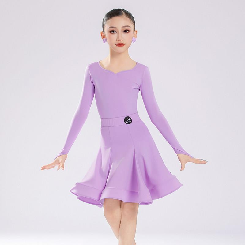2026新款拉丁舞服女童国标舞儿童专业比赛服规定服高级感长袖显瘦