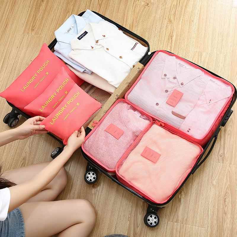 厂家直销旅游牛津布衣服收纳袋旅行套装内衣整理六件套收纳包