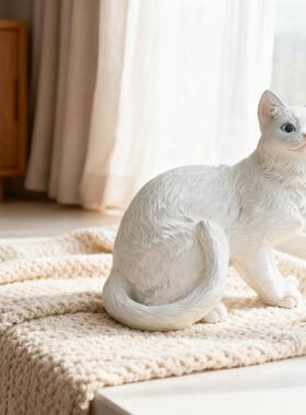 仿DEH真猫摆件白色黄灰院物动树脂雕塑模型工艺品庭花园房间装饰