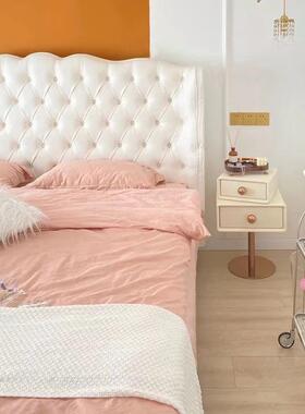 法式轻奢公主床科床皮床免洗技艺布床现油代简约奶风拉扣软55456