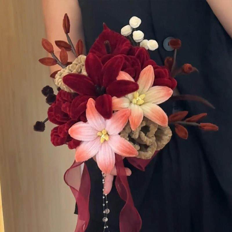 新娘高级感手捧花diy扭扭棒材料包出嫁婚礼送闺蜜新婚礼物手工品