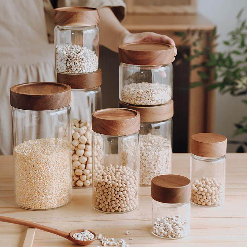食品级玻璃密封罐咖啡豆五谷杂粮储物罐带盖子高硼硅茶叶罐子大口