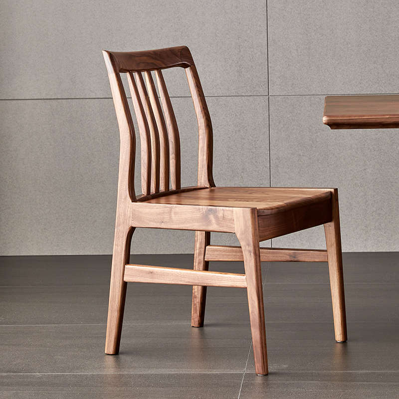 北美黑胡桃木餐椅全实木餐厅家具榫卯带靠背椅子现代简约休闲家居