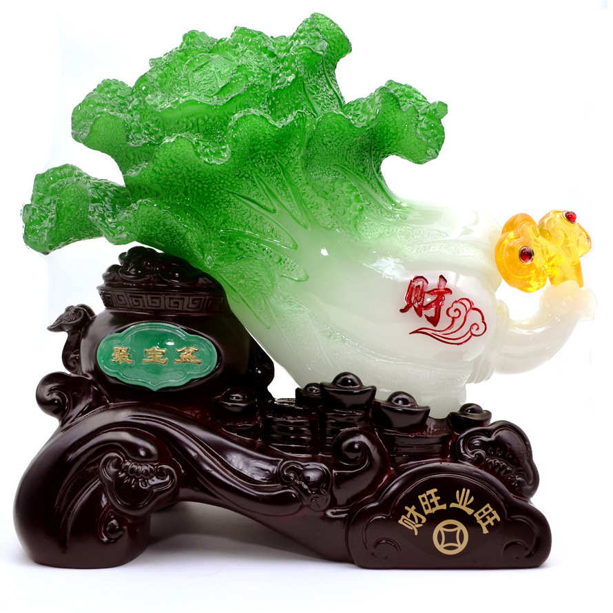 百开业业财白菜工艺品玉礼品旺家居装饰树脂商务财旺创意摆件批发