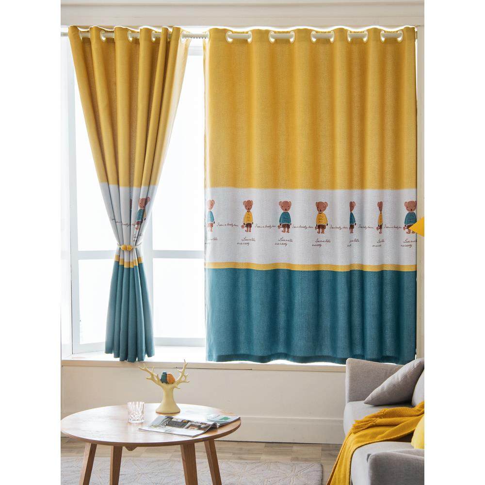 儿童房遮光窗帘女孩公主风短帘北欧男孩半帘卧室飘窗成品定制布帘,居家布艺,定制窗帘,淘宝优惠券,粉丝福利购,淘宝优惠卷