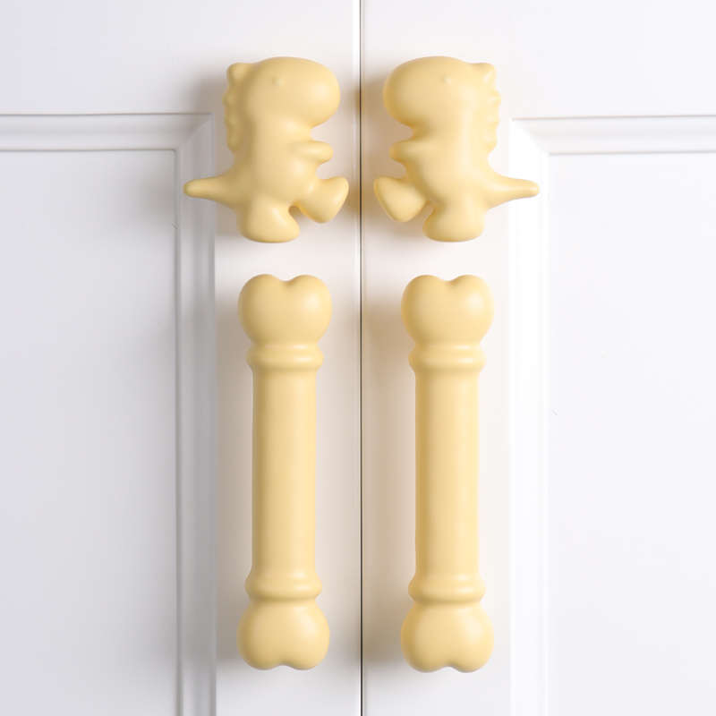 黄色简约儿童房拉手定制高档衣柜门橱柜子床头柜抽屉卡通把手单孔