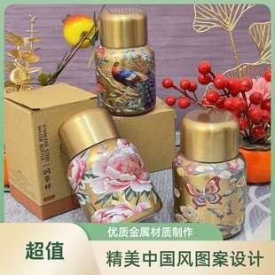 不锈钢杯316高焖茶立体口袋保温杯国风颜奢轻国风图案口袋值5d