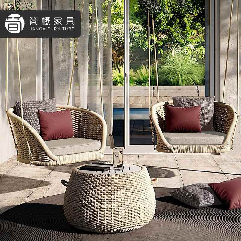 别墅花园庭院秋千吊椅休闲阳台懒人沙发躺床室外藤编悬挂吊篮摇椅