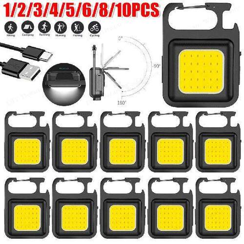 10-1PCS Portable Keychain Light Mini COB Camping Flashlight
