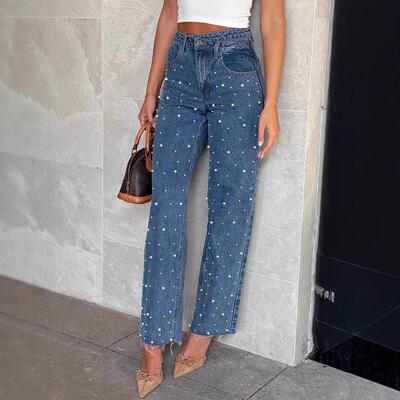 Women Leg Jeans Casual Elastic Daily Wear Dates Comfortable