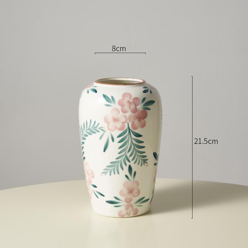 正品高级手绘青花瓷新中式复古花陶瓶瓷感花器客厅水养插花装摆饰