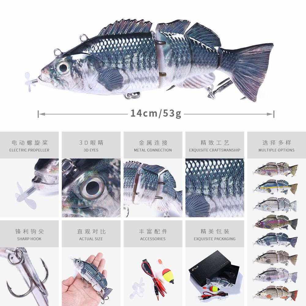 新款直销电动多节鱼饵 5g远投自由游动仿生鱼假饵充电螺旋桨硬饵