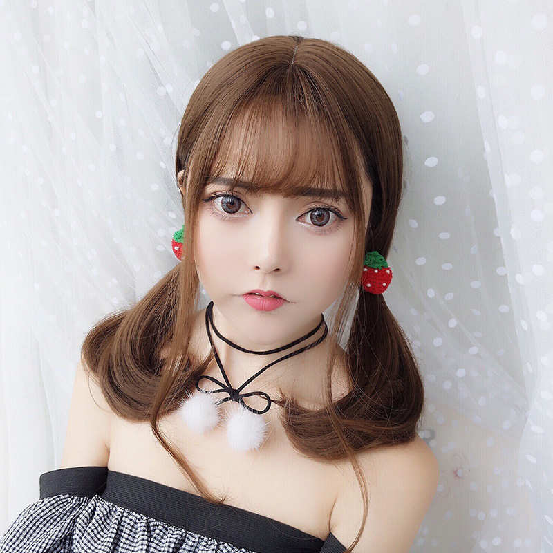 尾内扣空气中长现货蓬松批发修发套假发 女 短发假刘海花头梨脸款