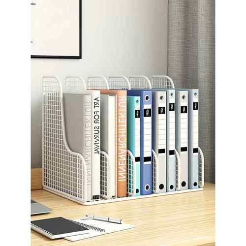 金属文件框桌面文件架a4置物架文件栏四栏文件夹架档案收纳盒书架