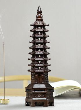 黑檀实木质雕刻13层文昌塔摆件木制工艺礼品摆饰九层七层文峰塔书