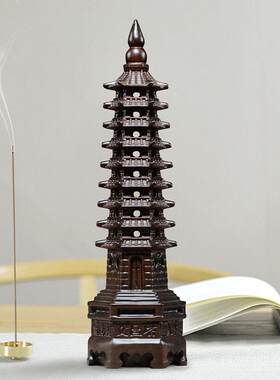 黑檀实木质雕刻13层文昌塔摆件木制工艺礼品摆饰九层七层文峰塔书