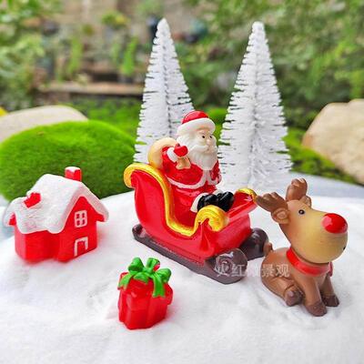 耶诞节装饰摆饰微景观麋鹿雪橇鹿车耶诞老人雪人居家摆件氛围礼物