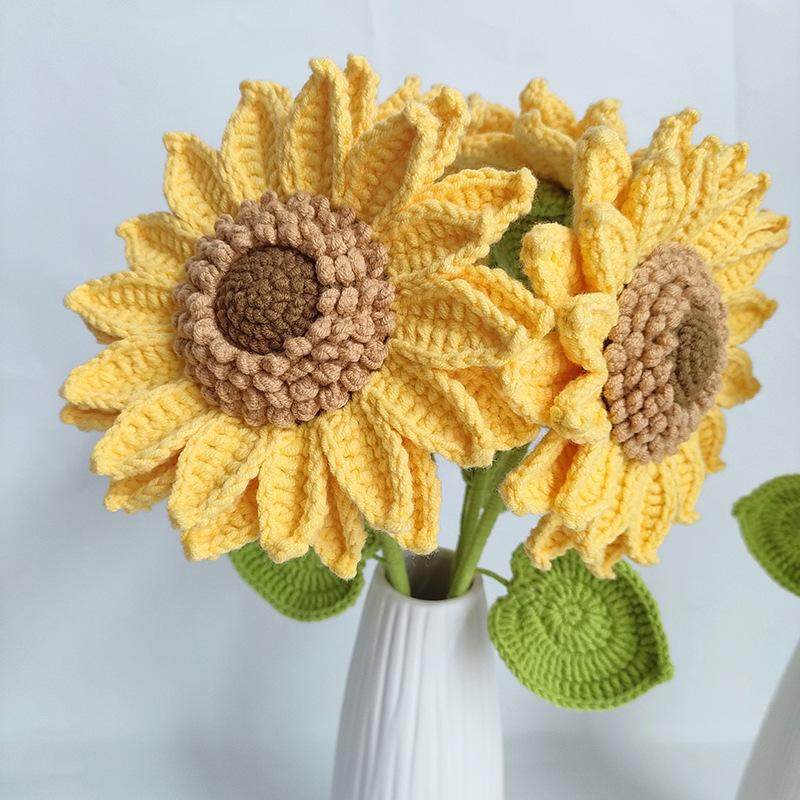手工编织双层向日葵花束仿真花创意花束摆件太阳花成品现货
