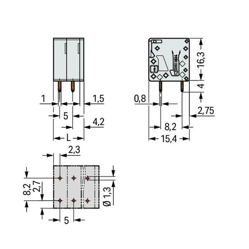 万可接线端子PCB 接线端子,型号 wago 2624-3110